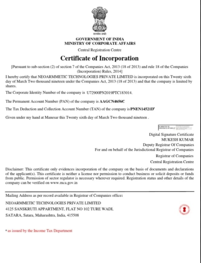 Certificate Of Incorporation